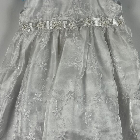 Zighi Baby Baptism Fit Flare Dress & Cardigan Size 6M White Floral Round Neck - Picture 3 of 13